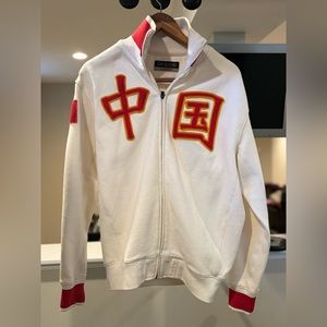 Super Rare Vintage Chinese Kappa White Soccer Zip up Sz L great condition